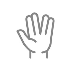 Vulcan salute line icon. What's up gestures symbol