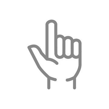 Two Fingers Up Line Icon. Pointing Direction, Gun Hand Gestures Symbol