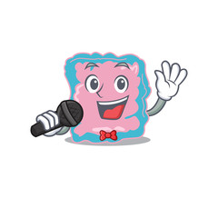 cartoon character of intestine sing a song with a microphone