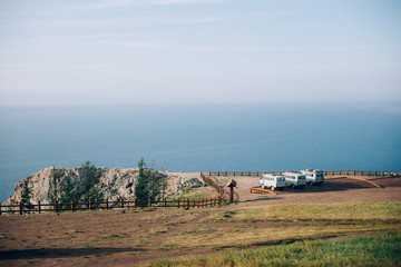 Cape Sagan Hushun on the shore of Baikal. Olhon island