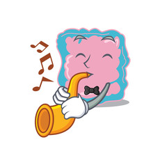 Intestine musician of cartoon design playing a trumpet