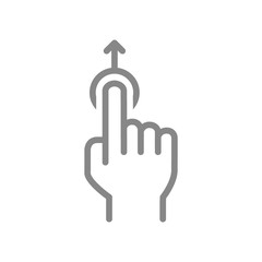 One-touch and swipe up line icon. Touch screen hand gesture symbol