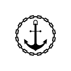 Sea anchor with chain icon isolated on white background
