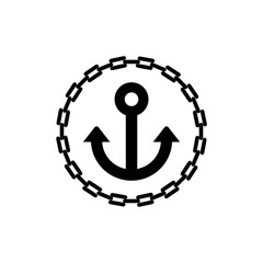 Sea anchor with chain icon isolated on white background