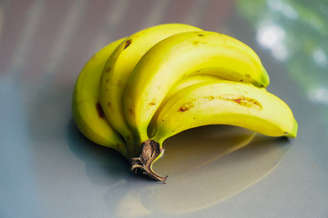 The bananas fresh and yellow.