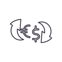 dollar and euro symbol inside arrrows line style icon vector design