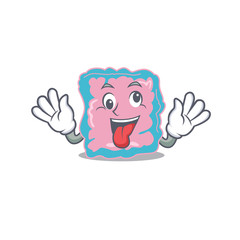 A mascot design of intestine having a funny crazy face