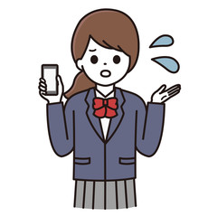 学生 スマホ 女性 イラスト