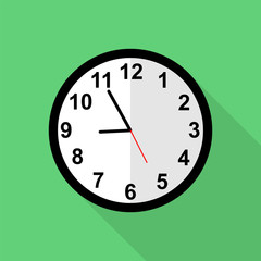 Classic clock icon, Five minutes to nine o'clock.