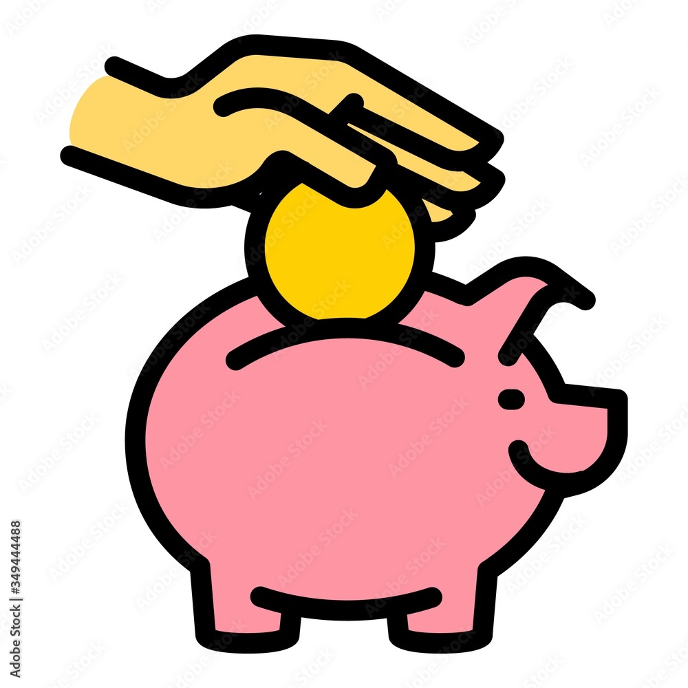 Poster coin deposit piggy bank icon. outline coin deposit piggy bank vector icon for web design isolated on