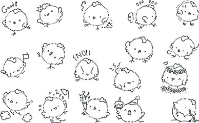 cute cartoon chicks set illustration 