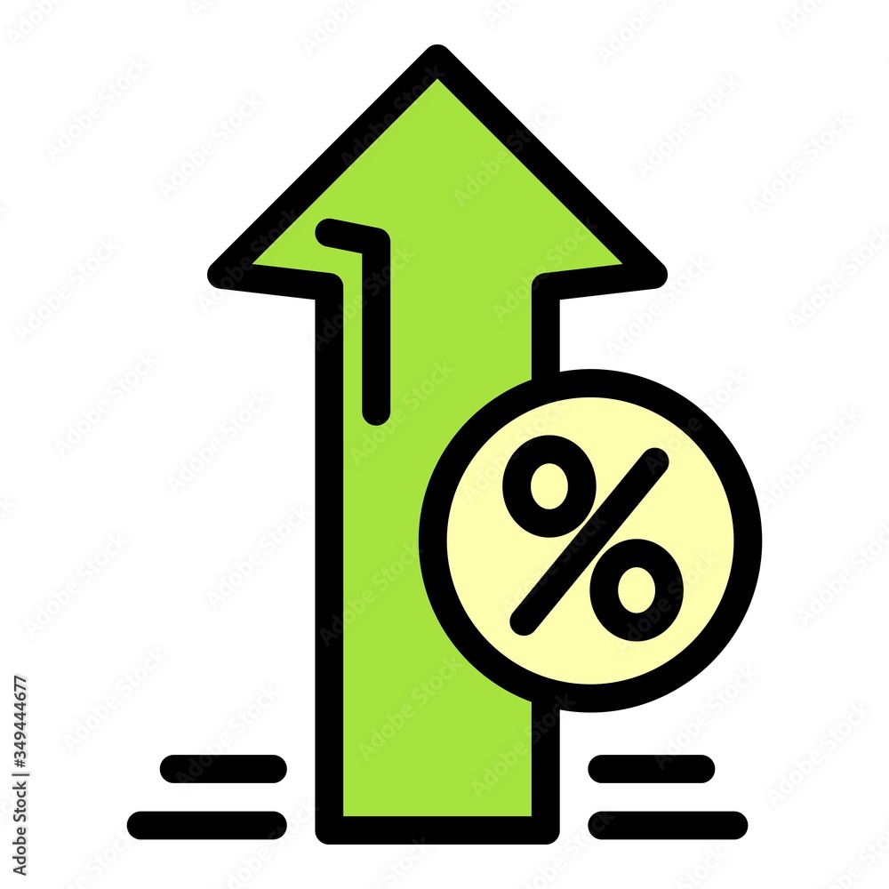 Poster deposit up percent icon. outline deposit up percent vector icon for web design isolated on white bac