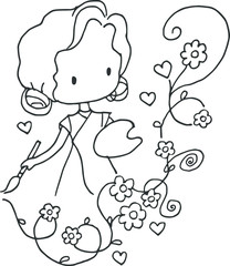 beautiful girl illustration Cartoon illustration