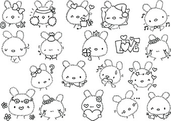 cute rabbit face emoji illustration Cartoon Series 