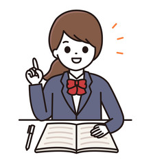 学生 女性 勉強 イラスト