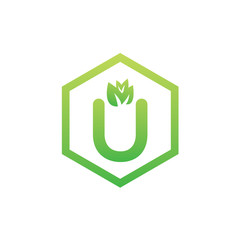 U Letter Green vector Logo Design