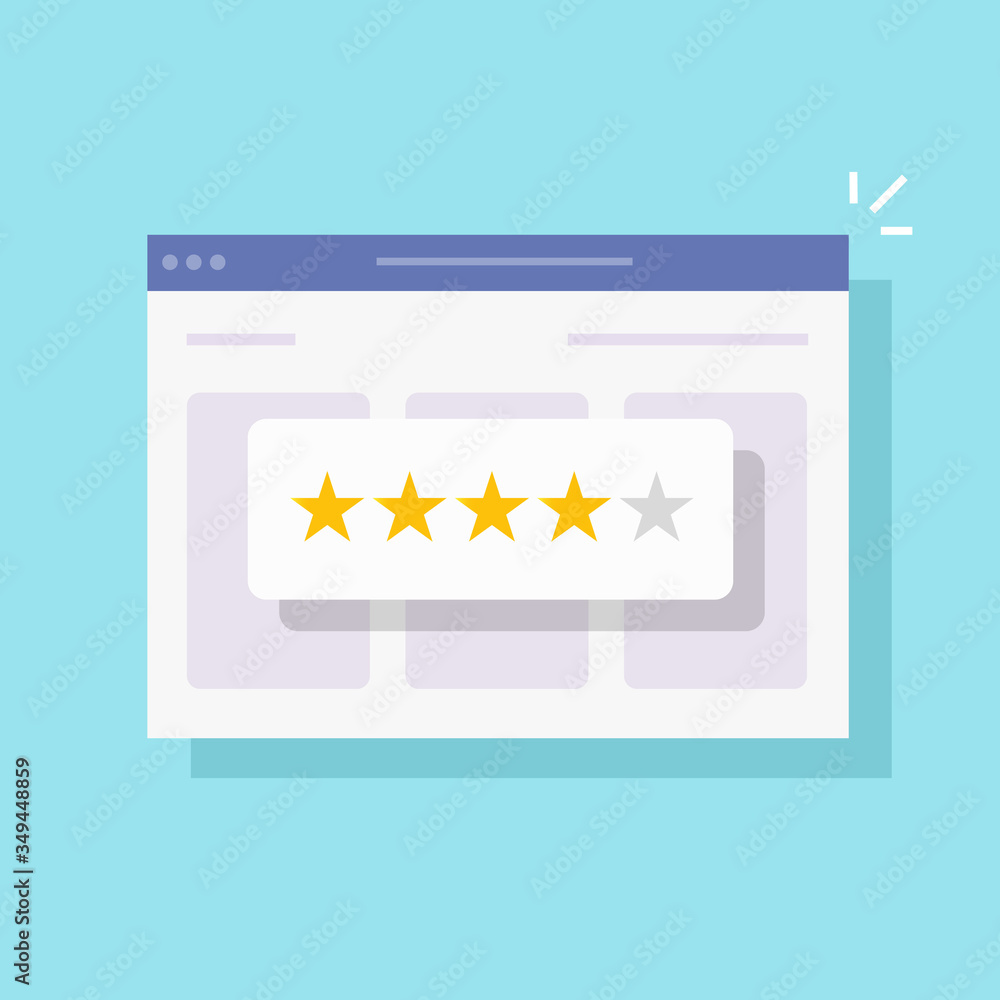 Poster review rating online on website or customer testimony feedback web internet experience vector flat c