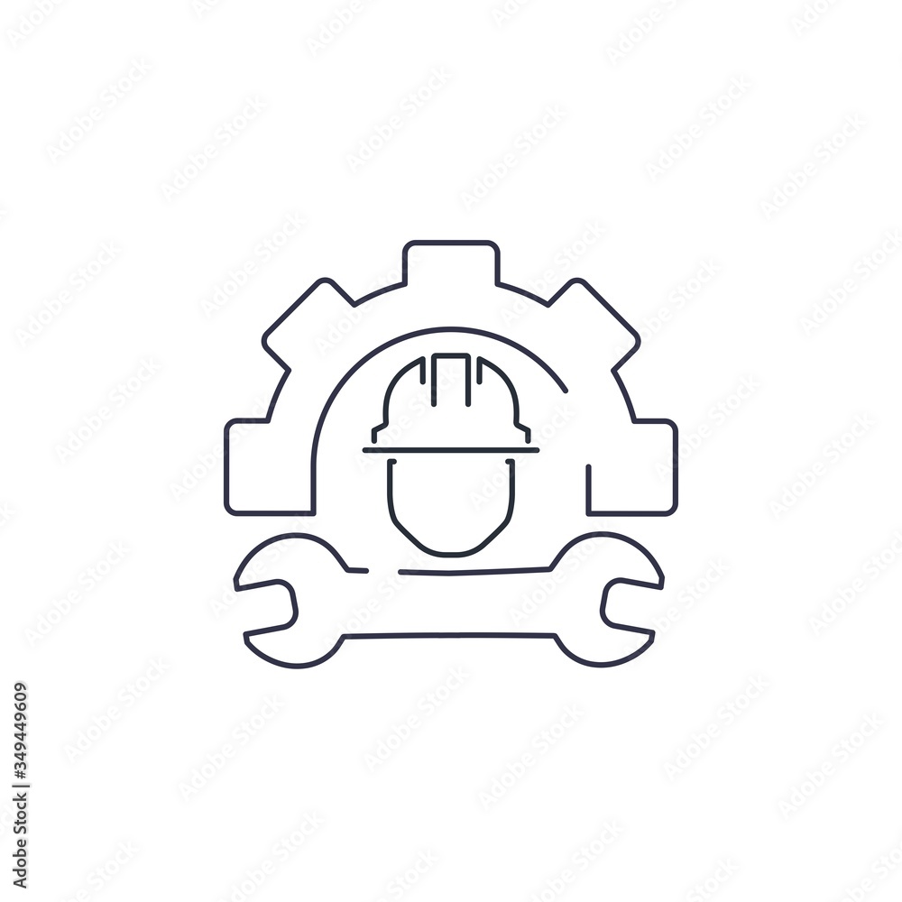 Poster engineering technical control, help. vector linear icon isolated on white background.
