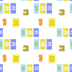 Mathematics background - different numbers in random pattern. Colorful school pattern for children. Multicolor math background for kids. Seamless abstract vector pattern