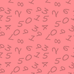Mathematics background - different numbers in random pattern. Colorful school pattern for children. Multicolor math background for kids. Seamless abstract vector pattern