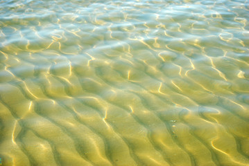 Sandwellen und Lichtwellen im seichten Meerwasser