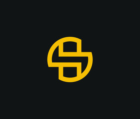 letter S and H Logo Icon Premium Minimal emblem design template