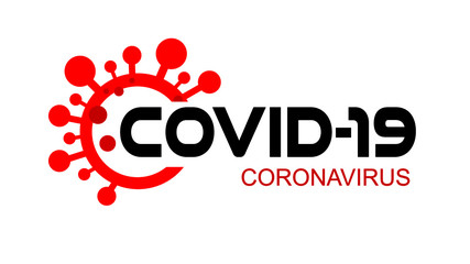 Covid-19 Coronavirus concept inscription typography design logo. sign or symbol vector illustration.