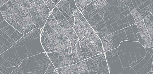 Urban vector city map of Delft, The Netherlands