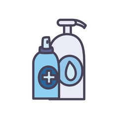Antibacterial bottle fill style icon vector design