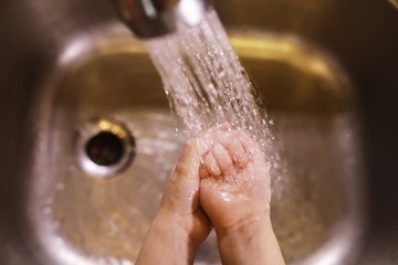 Hygiene rules. Hand washing before meals. Antibacterial treatment of hands with soap. A way to...