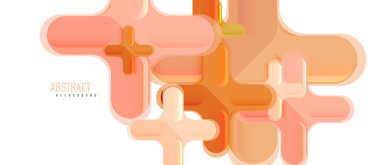 Glossy multicolored plastic style cross composition, x shape design, techno geometric modern abstract background. Trendy abstract layout template