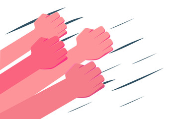 Hand gesture vector design concept: Crowd fist hands punching the air