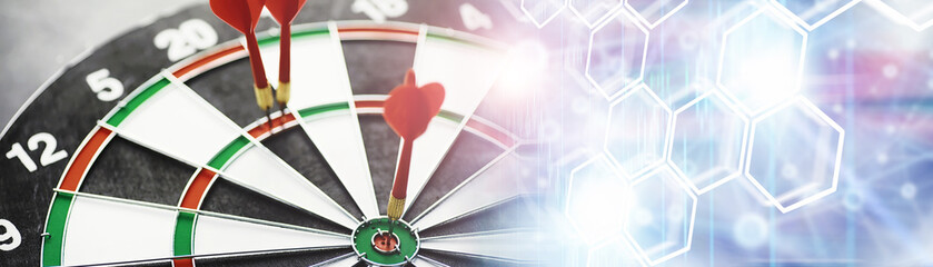 Darts. The dart for playing in the game board is stuck. Hit the sector in darts. The concept of a...
