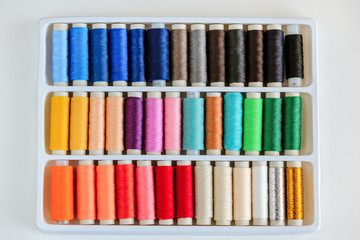 multi-colored sewing threads