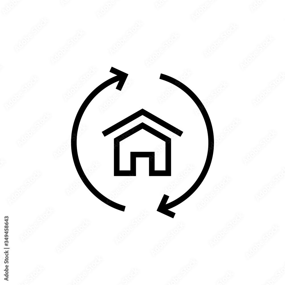 Poster house build and arrows web icon in outline style on white background