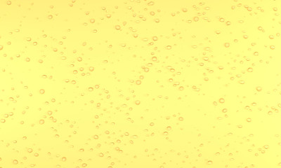 3D Rendering of water drops on glossy yellow background