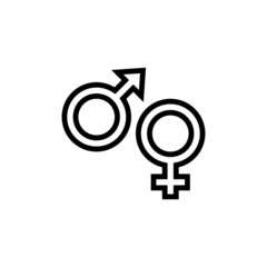 Icons and symbols for Male and female in outline style on white background