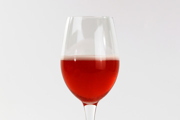 Glass flute glass with red Lambusco wine, modena, emilia romagna, italy