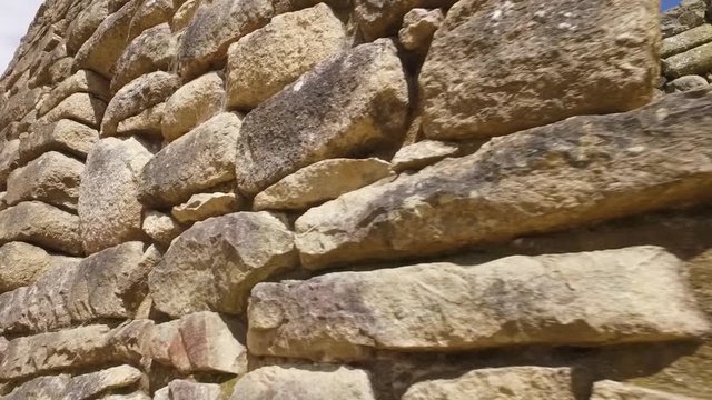 Stone walls in sacred plaza, Machu Picchu, Cusco, Peru