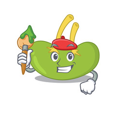 An artistic spleen artist mascot design paint using a brush