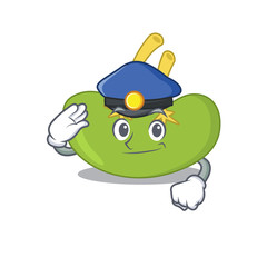Police officer cartoon drawing of spleen wearing a blue hat