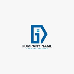 Letter DG logo design vector. Real estate abstract symbol. Monogram D-type logo. Outline the home icon vector.