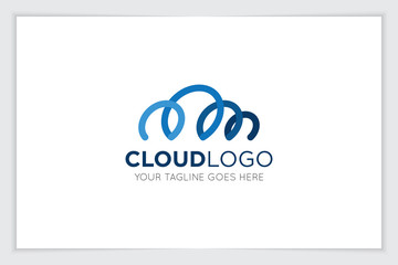 cloud tech logo and icon vector illustration design template