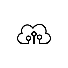 Network, Cloud, Internet in outline style on white background
