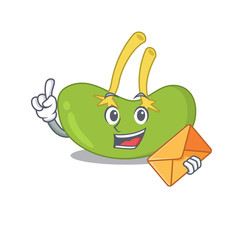 A picture of cheerful spleen cartoon design with brown envelope