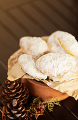 traditional cyprus kourabiedes turkish homemade cookies with filling of almount, called 