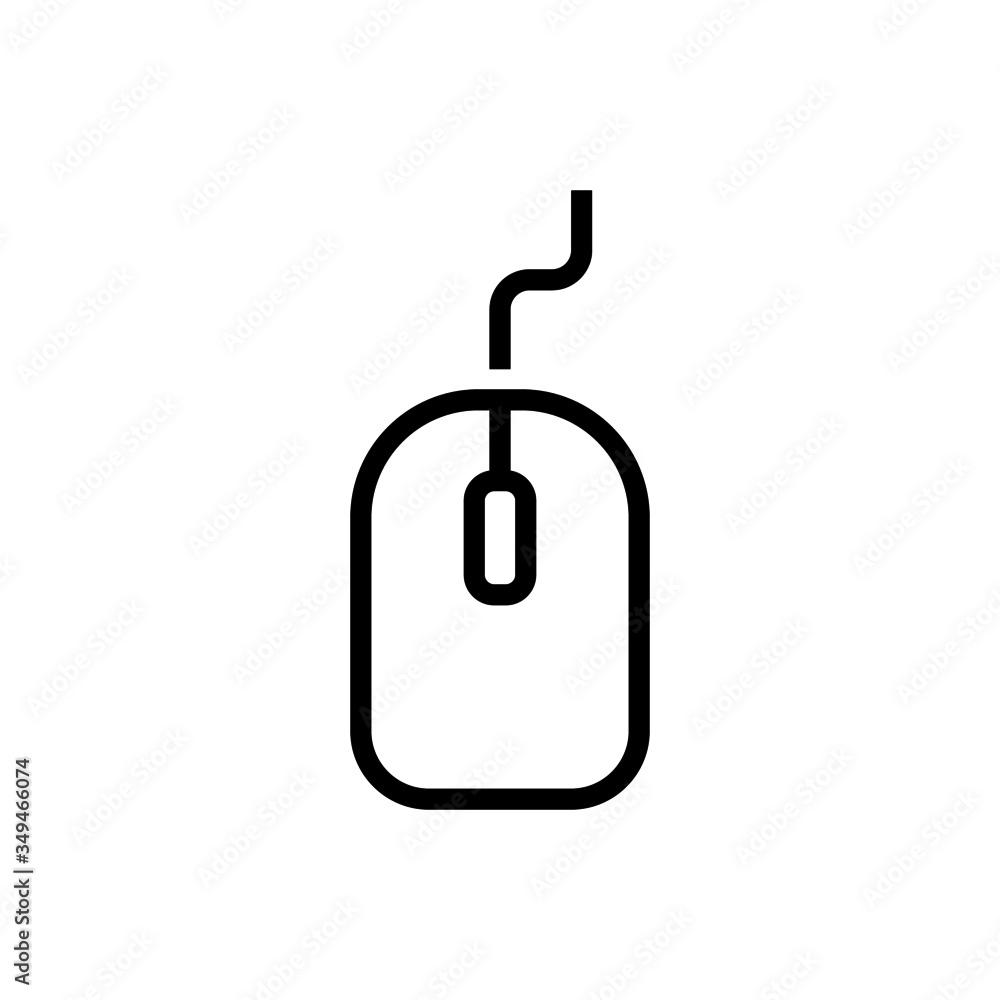 Poster computer mouse icon in outline style on white background, for website design, mobile application, ui