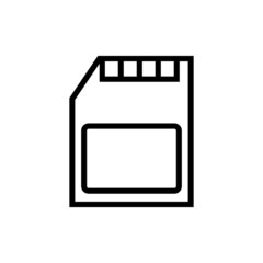 Sd card icon in outline style on white background, Memory card symbol for website design, mobile application, logo, ui