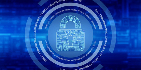 2d illustration Safety concept: Closed Padlock on digital background
