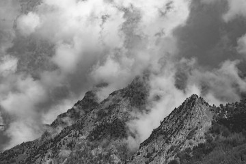 Mountains with clouds landscape